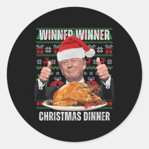 Pegatina Redonda Humor de Navidades de Santa Trump Nochebuena 4