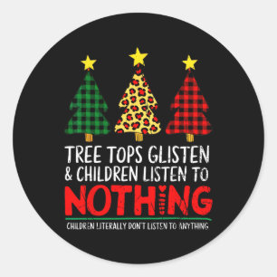 Pegatina Redonda Humor De Padres De Árboles De Navidad Divertidos P