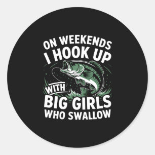 Pegatina Redonda Humor de pesca de fin de semana pescador - enganch