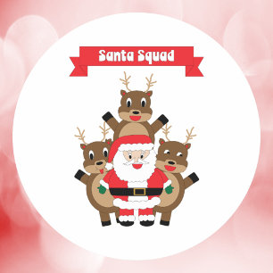 Pegatina Redonda Humor de reno de los Navidades de la Escuadrón San