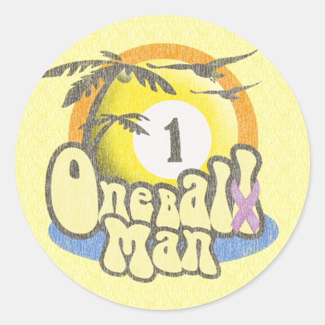 Pegatina Redonda Humor de sobreviviente de cáncer testicular (Anverso)