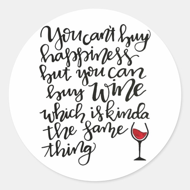 Pegatina Redonda Humor de vino tipográfico (Anverso)