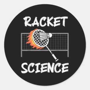 Pegatina Redonda Humor Divertido de Bádminton Raqueta Ciencia Volan