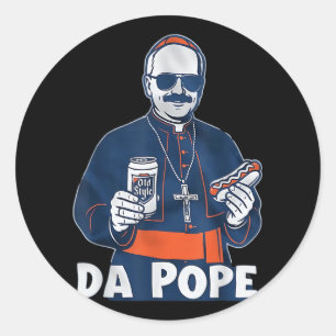 Pegatina Redonda Humor divertido de Chicago Da Pope católico