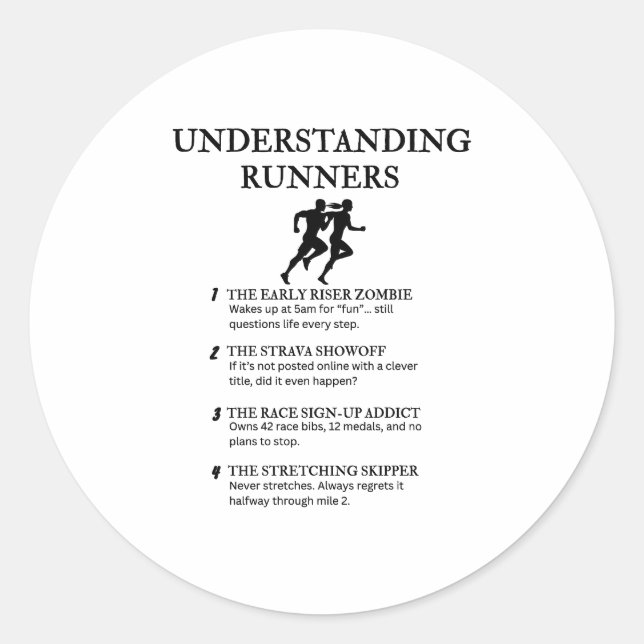 Pegatina Redonda Humor divertido de larga distancia (Anverso)