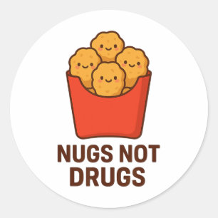 Pegatina Redonda Humor Divertido de Nuggets de Pollo, Nuggets No Dr