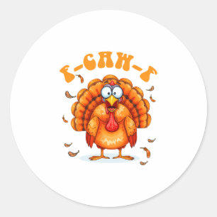Pegatina Redonda Humor Divertido de Pollo F-caw-f Meme de Pavo Th