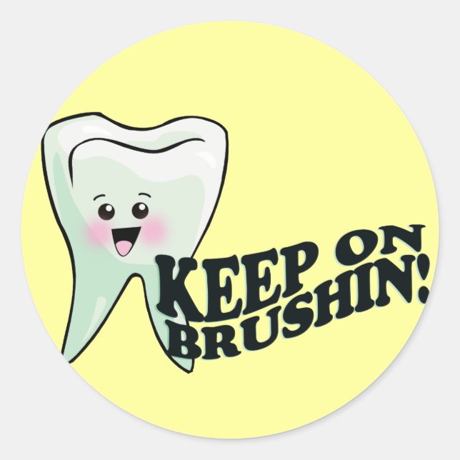 Pegatina Redonda Humor higiénico dental dental (Anverso)