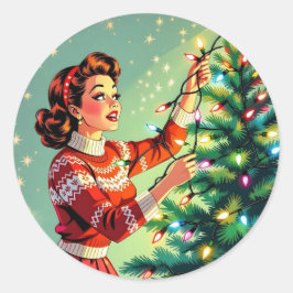 Pegatina Redonda Humor navideño retro sarcástico divertido
