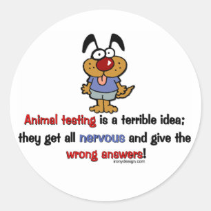 Pegatina Redonda Humor para pruebas en animales