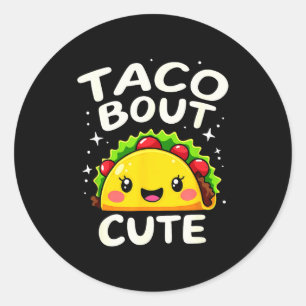 Pegatina Redonda Humor Taco Sobre Fiesta de Cumpleaños de Chica Lin