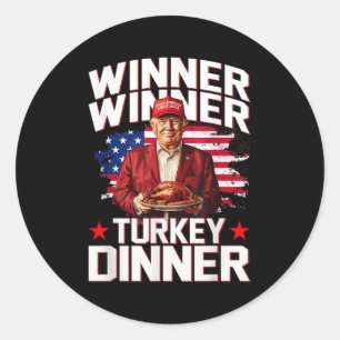 Pegatina Redonda Humor Trump ganador de cena en Turquía Thanksgivi