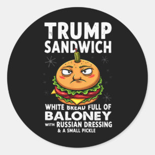 Pegatina Redonda Humor Trump Sandwich
