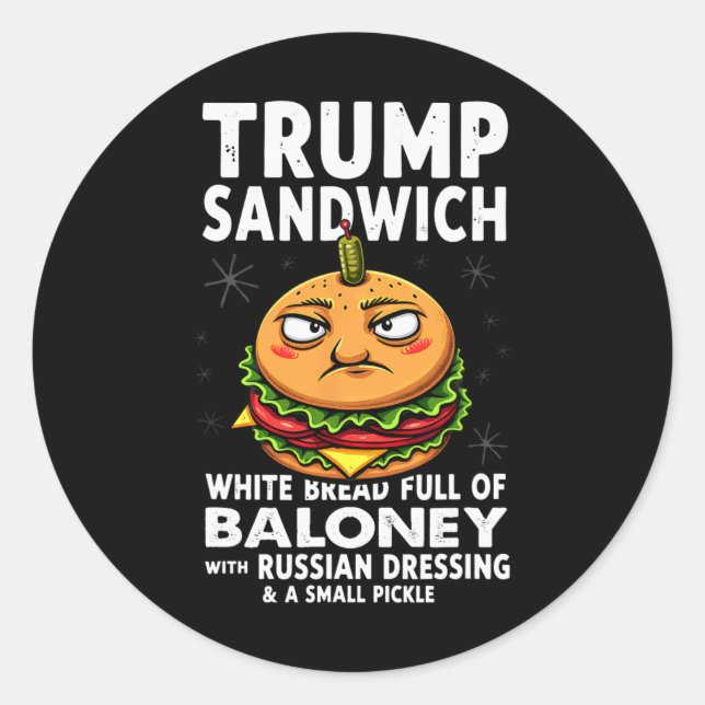 Pegatina Redonda Humor Trump Sandwich (Anverso)