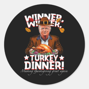 Pegatina Redonda Humorístico ganador de Trump, cena turca gracias