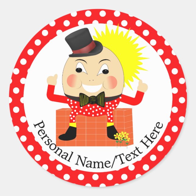Pegatina Redonda Humpty Dumpty Nursery Rhyme Cute personalizado (Anverso)