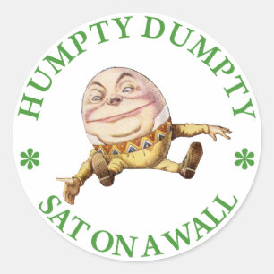 Pegatina Redonda Humpty Dumpty Sat en la pared