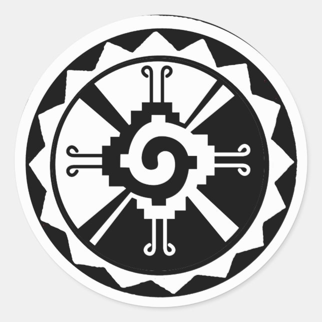 Pegatina Redonda Hunab Ku Creador y planetas celestes (Anverso)