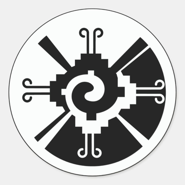 Pegatina Redonda Hunab Ku - Deidad maya (Anverso)