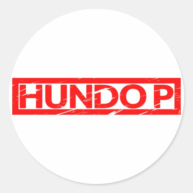 Pegatina Redonda Hundo P Stamp (Anverso)