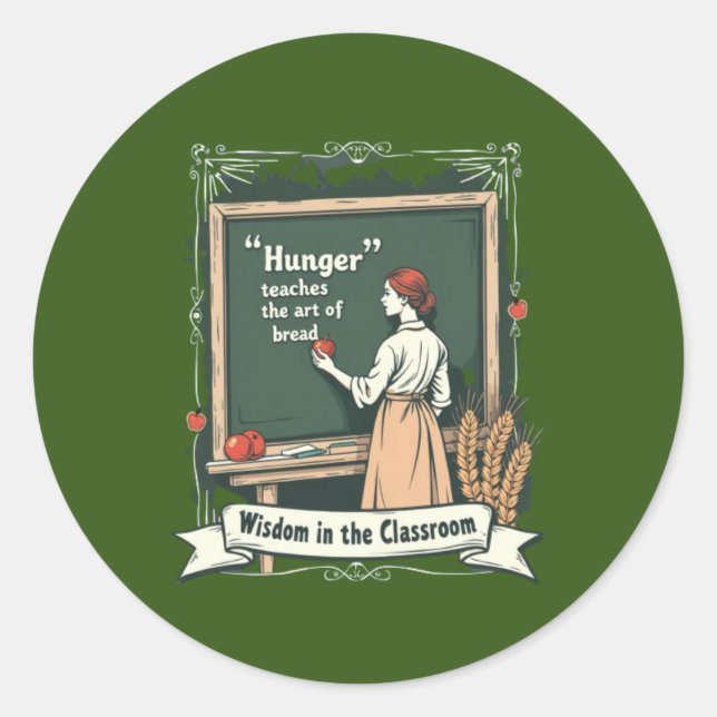 Pegatina Redonda Hunger and Bread Quote Art (Anverso)