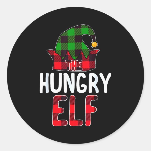 Pegatina Redonda Hungry Elf Matching Family Group Christmas Party P (Anverso)