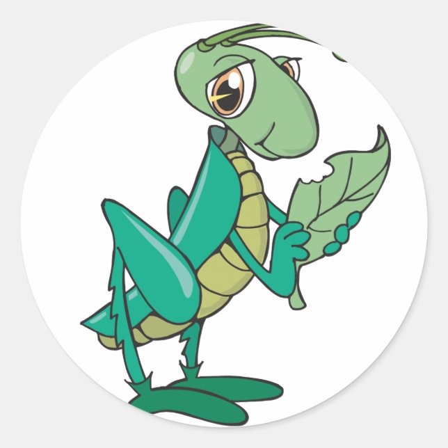 Pegatina Redonda Hungry Grasshopper (Anverso)