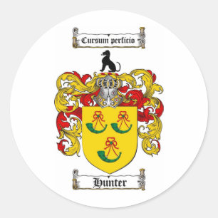 PEGATINA REDONDA HUNTER FAMILILIL CREST - HUNTER COAT OF ARMS