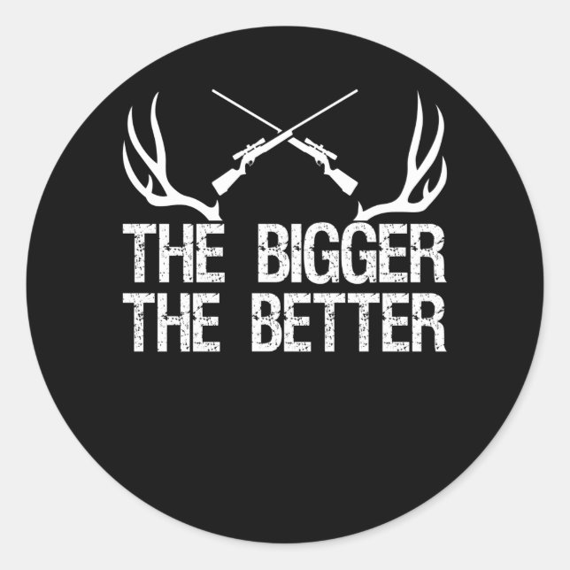 Pegatina Redonda Hunter Hirschgeweih Hunting Gun Geweigh Trophy (Anverso)