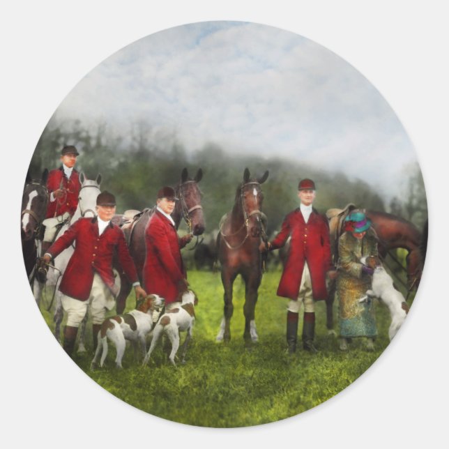 Pegatina Redonda Hunter - La caza de zorros - Tally-ho 1924 (Anverso)