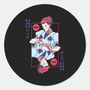 Pegatina Redonda Hunter X Hunter Hisoka Jugando con tarjeta