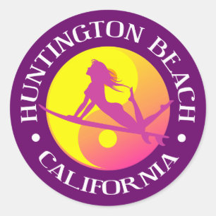 Pegatina Redonda Huntington Beach