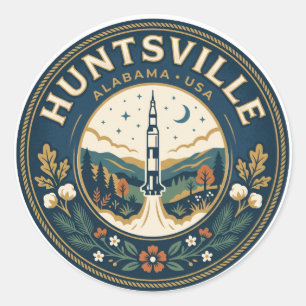 Pegatina Redonda Huntsville, Alabama, EE. UU.