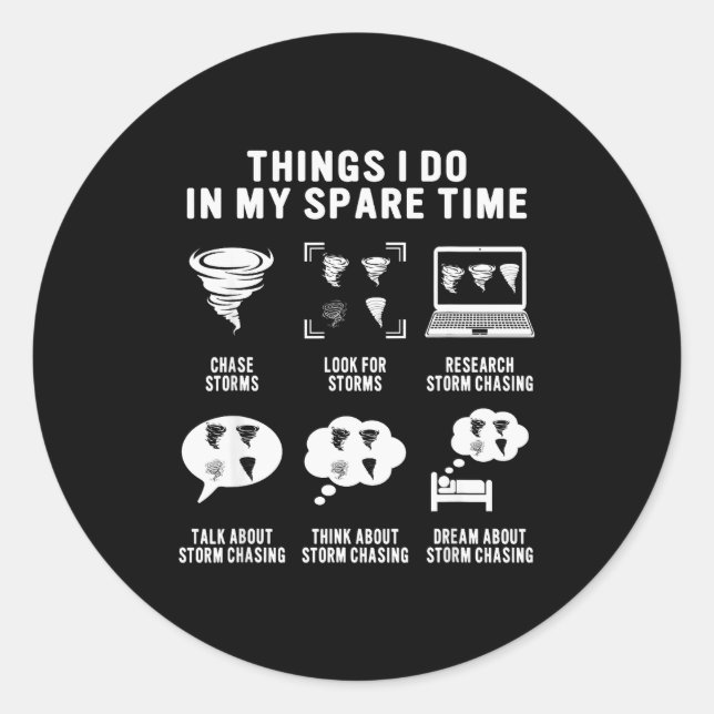 Pegatina Redonda Hurricane Chasing Chaser Tornado Hunter Meteorolog (Anverso)
