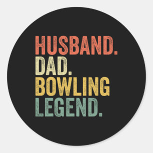Pegatina Redonda Husbyand Dad Bowling Legend el día del padre