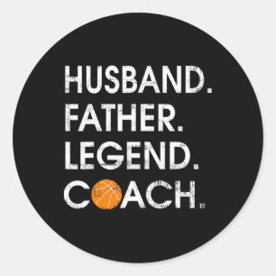 Pegatina Redonda Husbyn Padre Leyenda entrenador Fun Bysketbyll Reg
