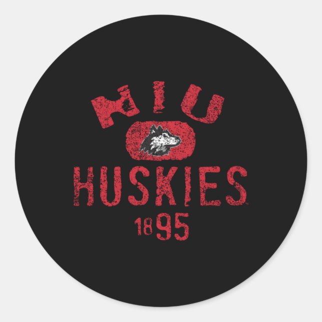 Pegatina Redonda Huskies de Illinois septentrional 1895 (Anverso)