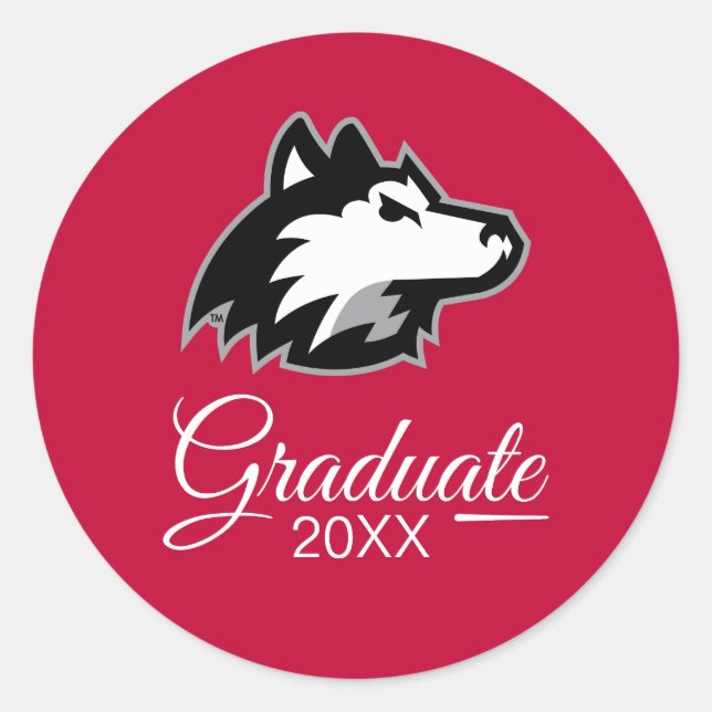 Pegatina Redonda Huskies del norte de Illinois | Graduación (Anverso)