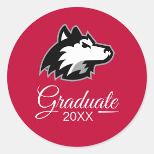 Pegatina Redonda Huskies del norte de Illinois   Graduación