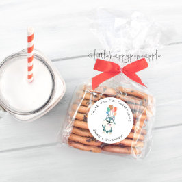 Pegatina Redonda Husky Birthday Party Gracias