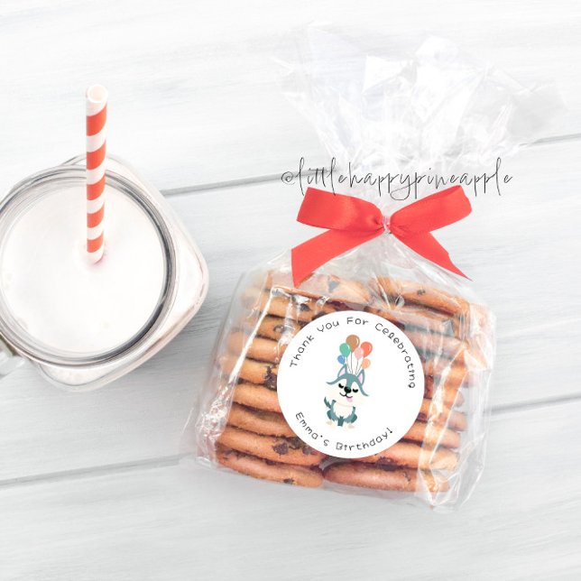 Pegatina Redonda Husky Birthday Party Gracias (Subido por el creador)