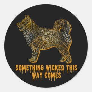 Pegatina Redonda Husky Dog Silhouette Fun Halloween