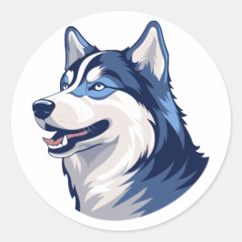 Pegatina Redonda Husky Howlers Husky Dog Power Logo Art