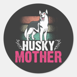 Pegatina Redonda Husky Mother Love: Celebrando la lealtad y los bon