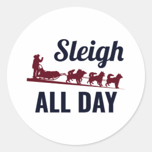 Pegatina Redonda Husky Sledding Carreras Perro congestionado Racers