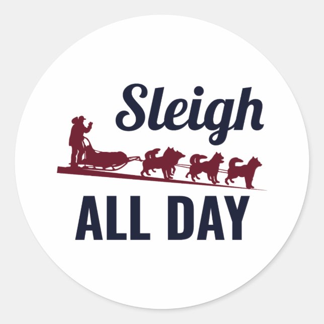 Pegatina Redonda Husky Sledding Carreras Perro congestionado Racers (Anverso)