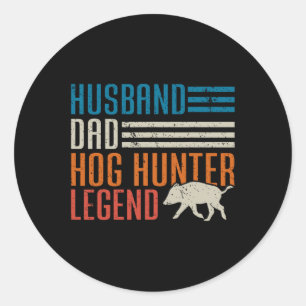 Pegatina Redonda Husnd Dad Hog Hunter Legend Día del Padre Divertid
