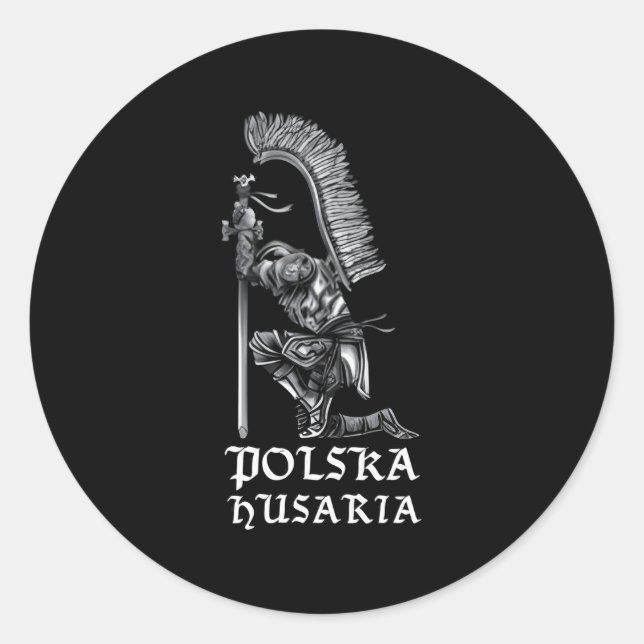Pegatina Redonda Hussar Polska Husaria De Polonia Para Guerreros De (Anverso)
