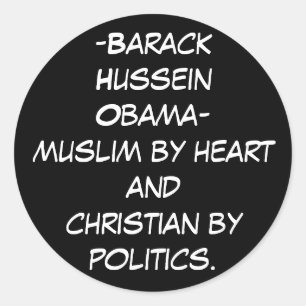 Pegatina Redonda - HusseinObama-musulmanes de Barack por hea… -