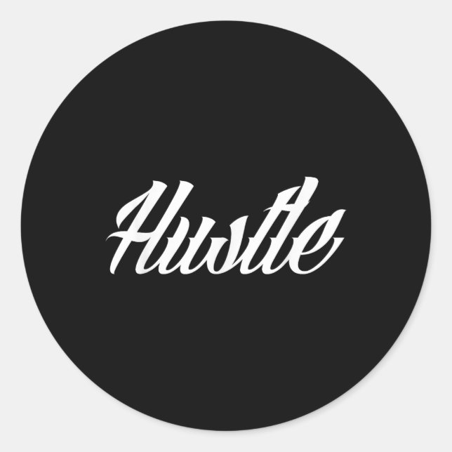 Pegatina Redonda Hustle Tattoo Style (Anverso)